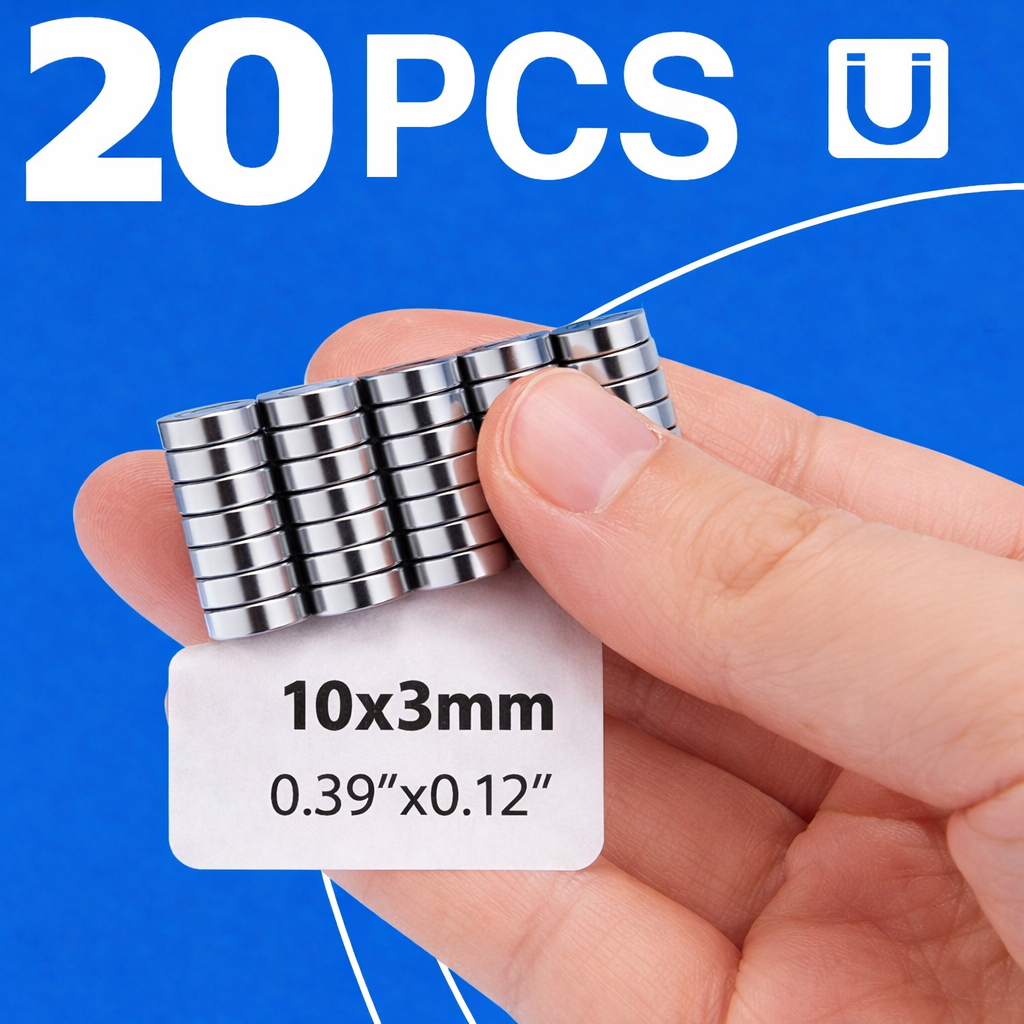Neodymium magneten 20 stuks - N52 - 10 x 3 mm - Zilver | TJ Essentials