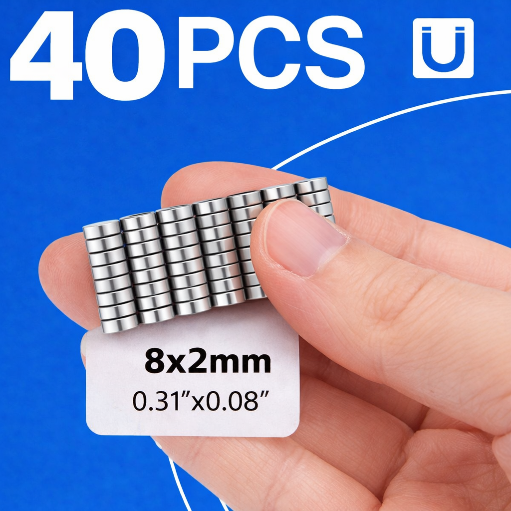Neodymium magneten 40 stuks - N52 - 8 x 2 mm - Zilver | TJ Essentials