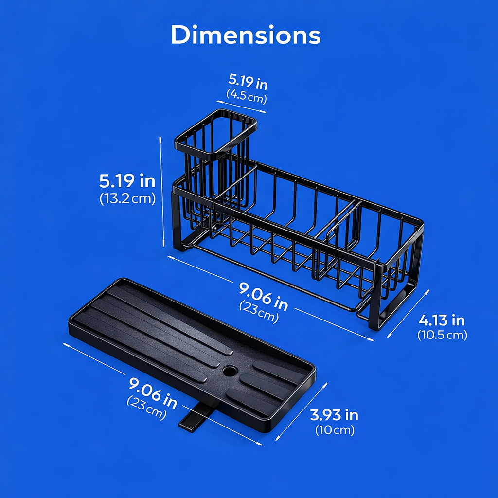 Gootsteen organizer - Vaatdoekhouder - Sponshouder - Zwart | TJ Essentials