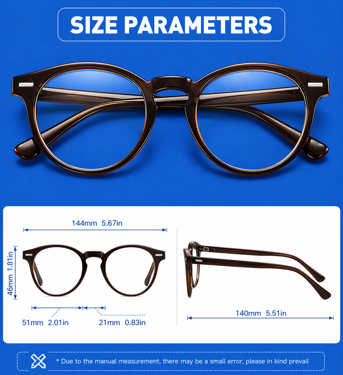 Blauw licht bril - Niet op sterkte - Unisex - Bruin | TJ Essentials