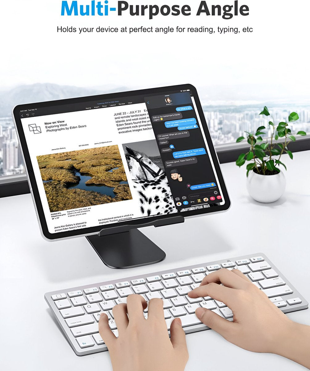 Tabletstandaard verstelbaar - Inklapbaar - Aluminium - Zwart - 4 tot 13 inch | TJ Essentials