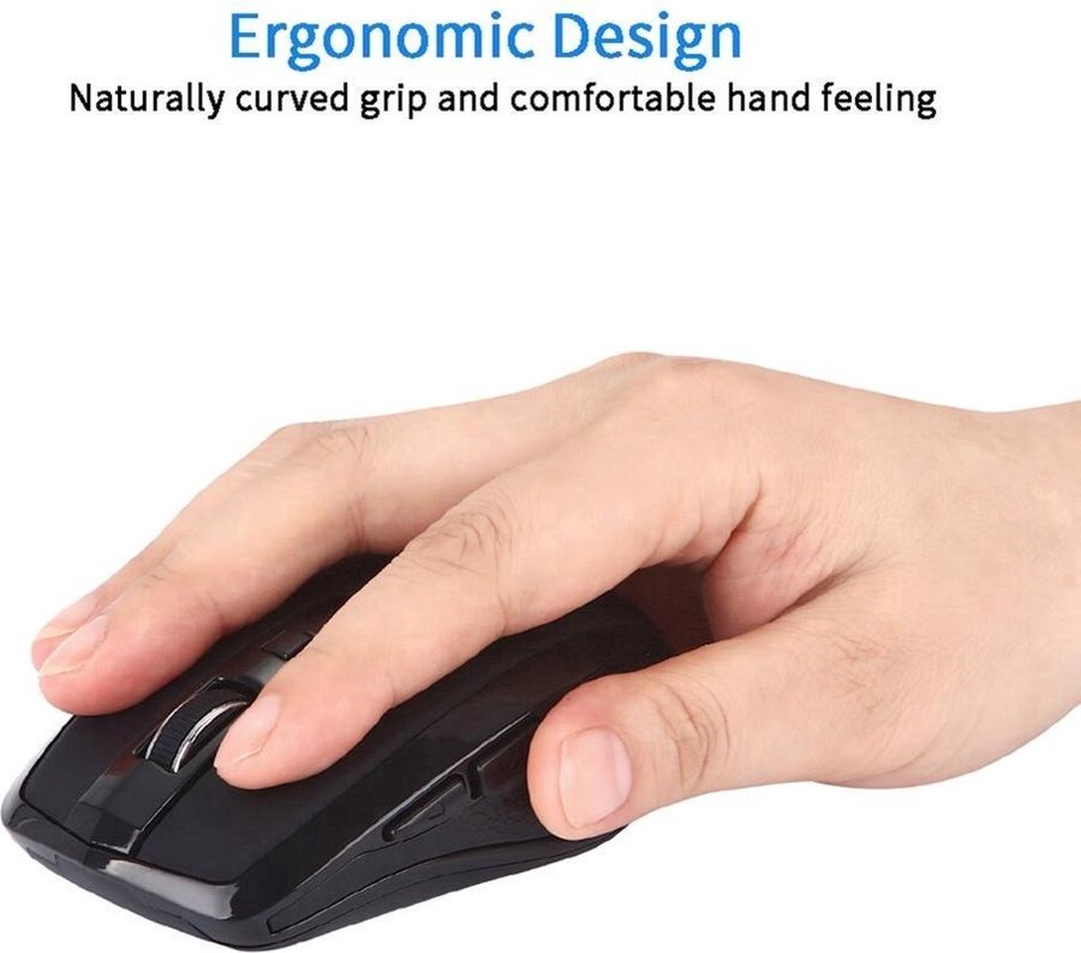 Draadloze muis USB-C - Ergonomisch - Plug & Play - Zwart | TOJ