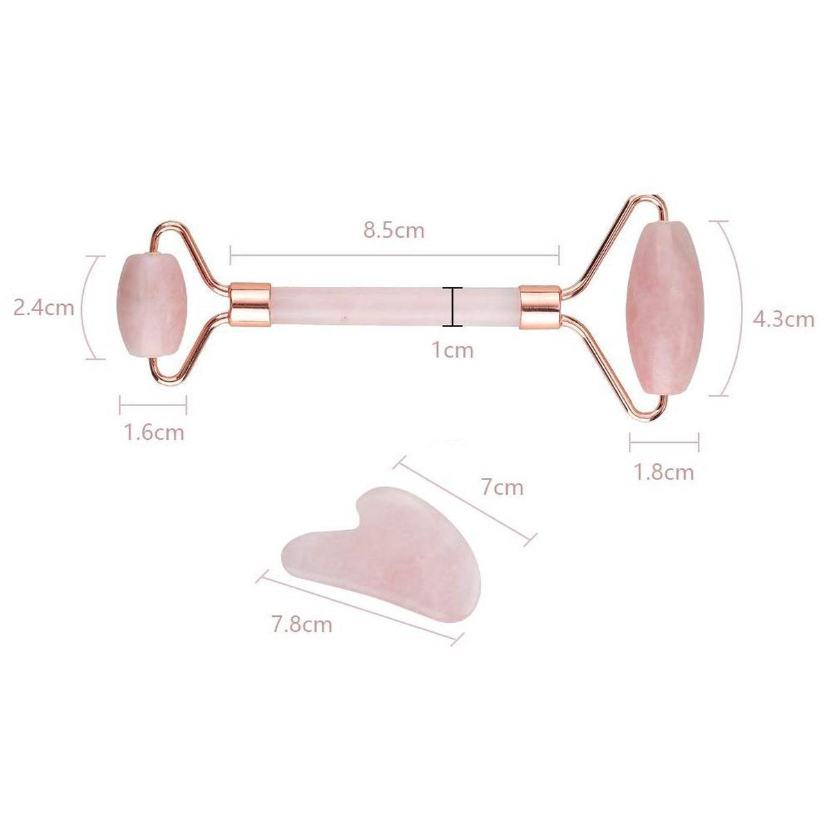 Rose Quartz Jade Roller & Guasha set - Rozenkwarts - Gezichtsroller | Falkann