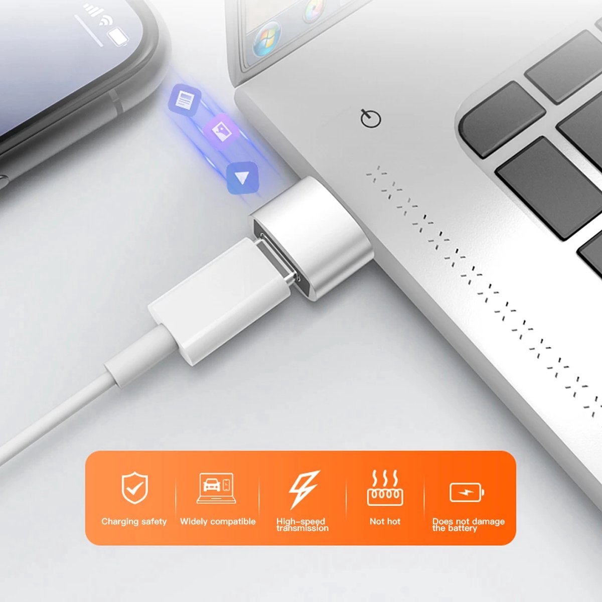 USB-C naar USB-A adapter - USB-C female naar USB-A male - 480 Mbps - Zwart | TOJ