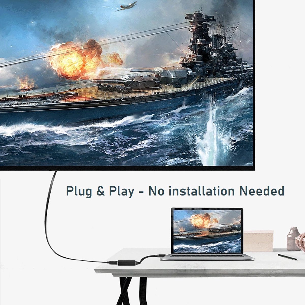 USB-C naar HDMI adapter - 4K 60Hz - USB-C naar HDMI converter - Zwart | TOJ