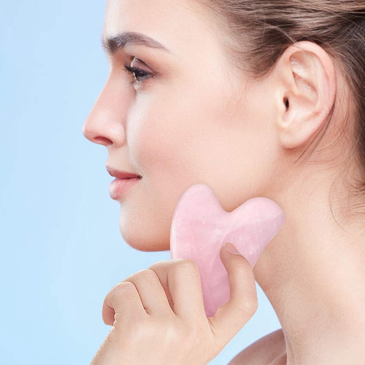 Rose Quartz Jade Roller & Guasha set - Rozenkwarts - Gezichtsroller | Falkann