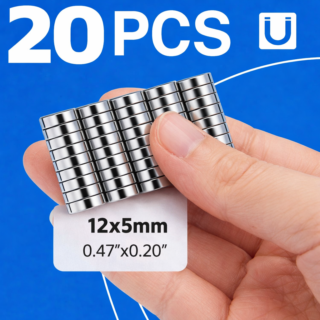 Neodymium magneten 20 stuks - N52 - 12 x 5 mm - Zilver | TJ Essentials