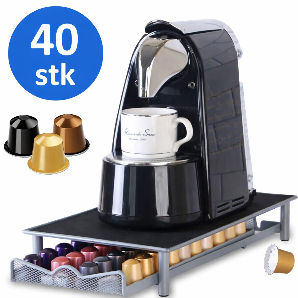 Capsulehouder Nespresso 40 capsules - 1 lade - Zwart metaal | TJ Essentials
