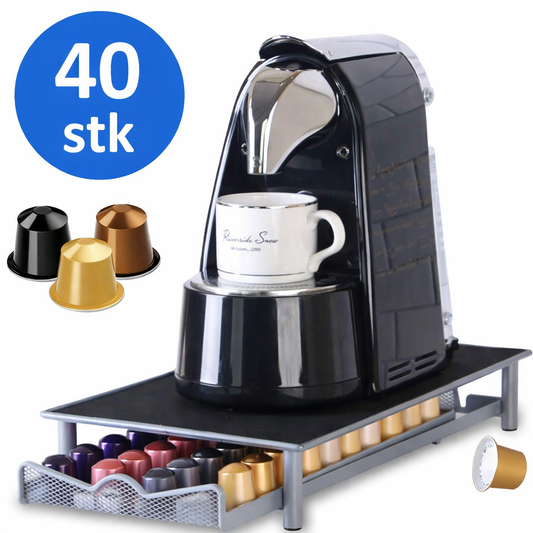 Capsulehouder Nespresso 40 capsules - 1 lade - Zwart metaal | TJ Essentials