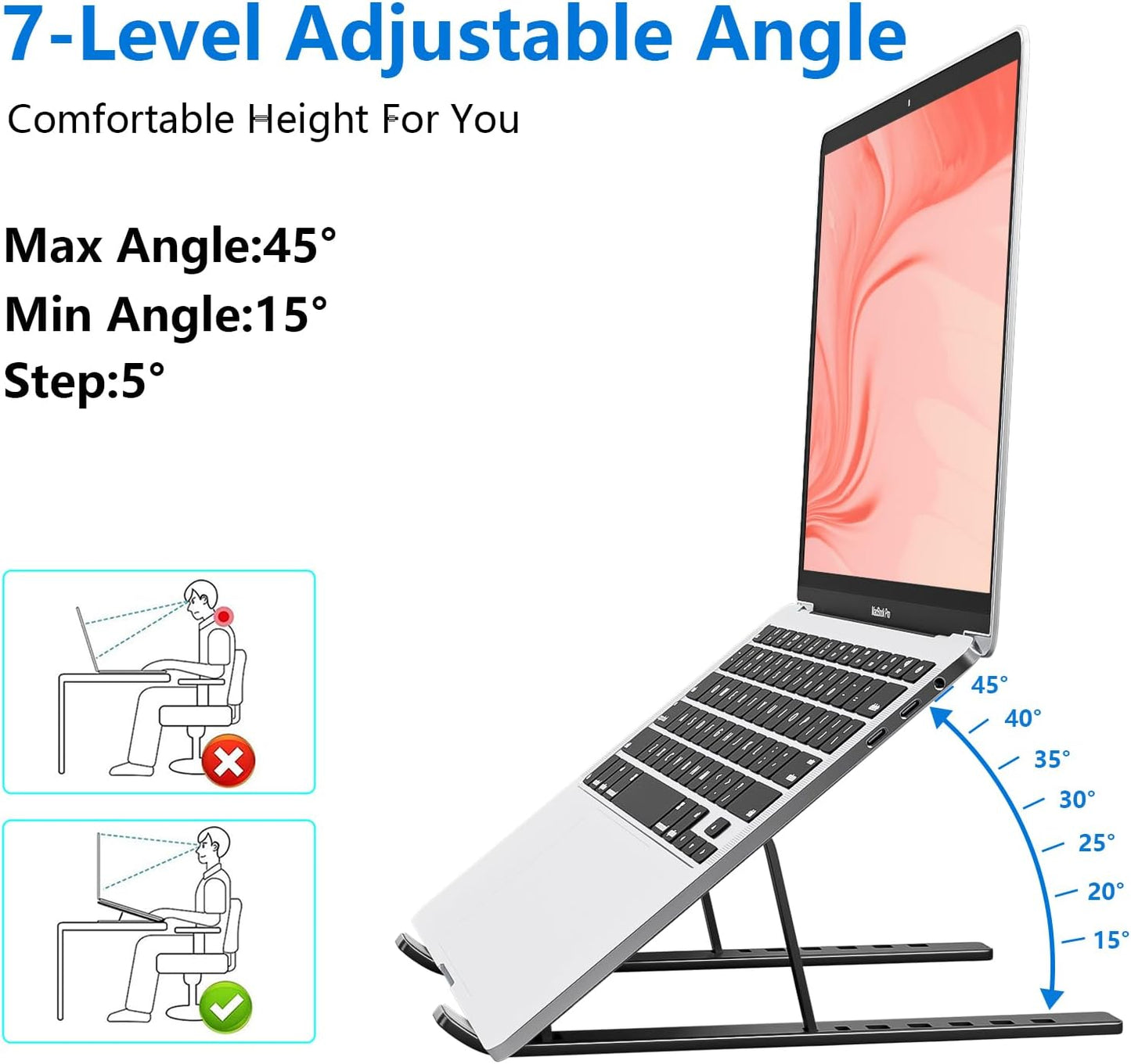 Laptop standaard verstelbaar - Opvouwbaar - Aluminium - Zwart | TJ Essentials