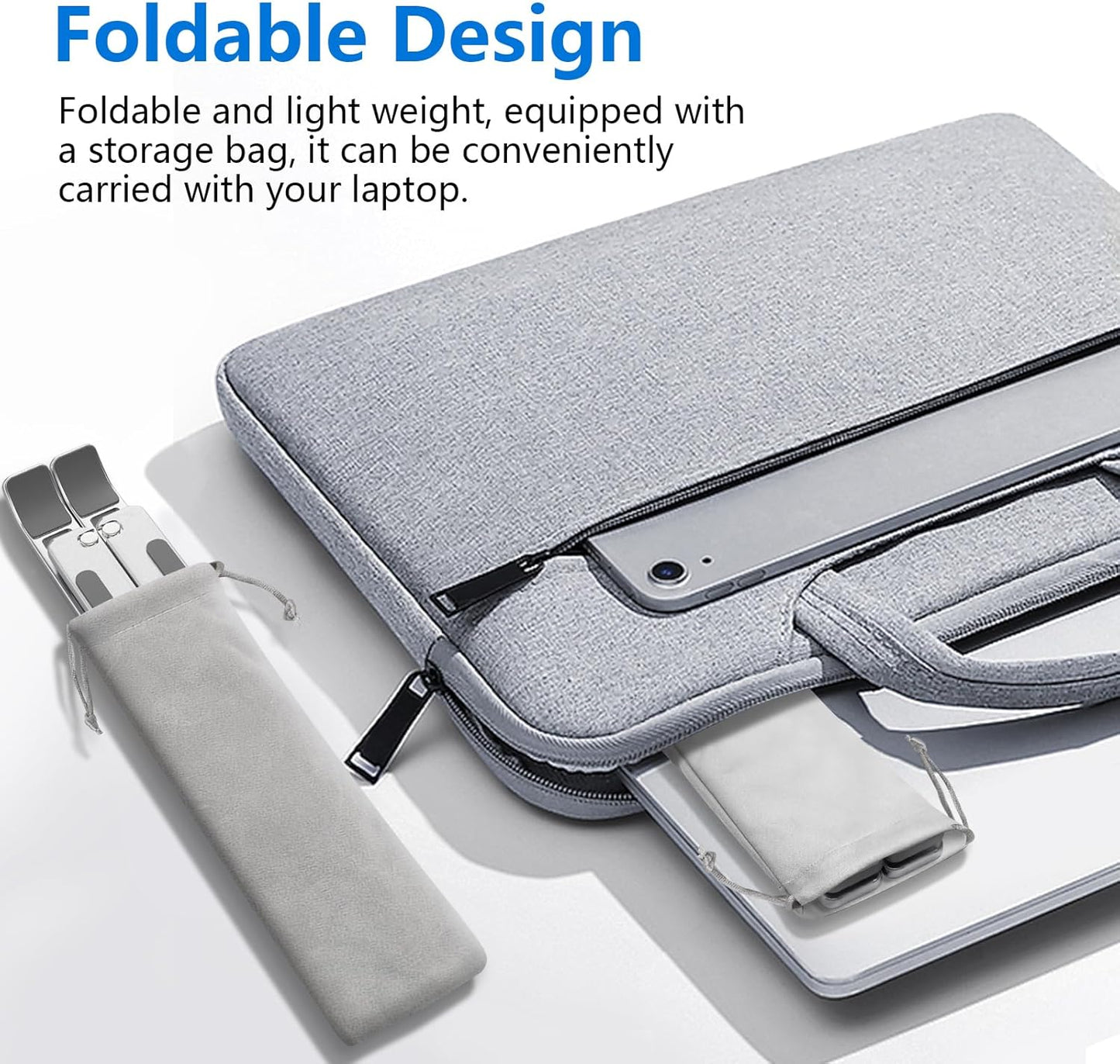 Laptop standaard verstelbaar - Opvouwbaar - Aluminium - Zilver | TJ Essentials