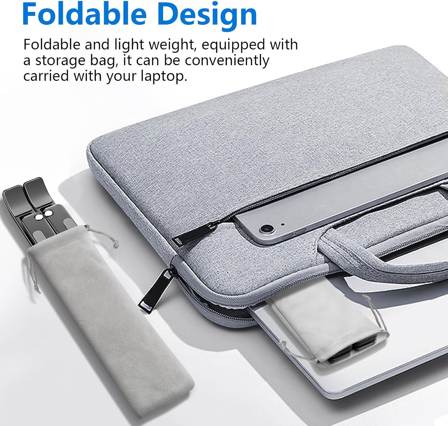 Laptop standaard verstelbaar - Opvouwbaar - Aluminium - Zwart | TJ Essentials