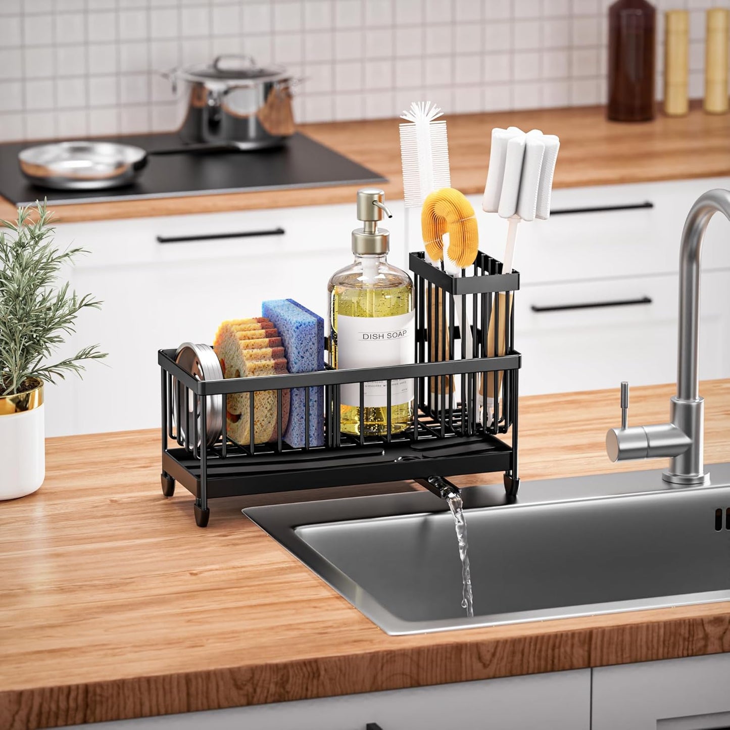 Gootsteen organizer - Vaatdoekhouder - Sponshouder - Zwart | TJ Essentials