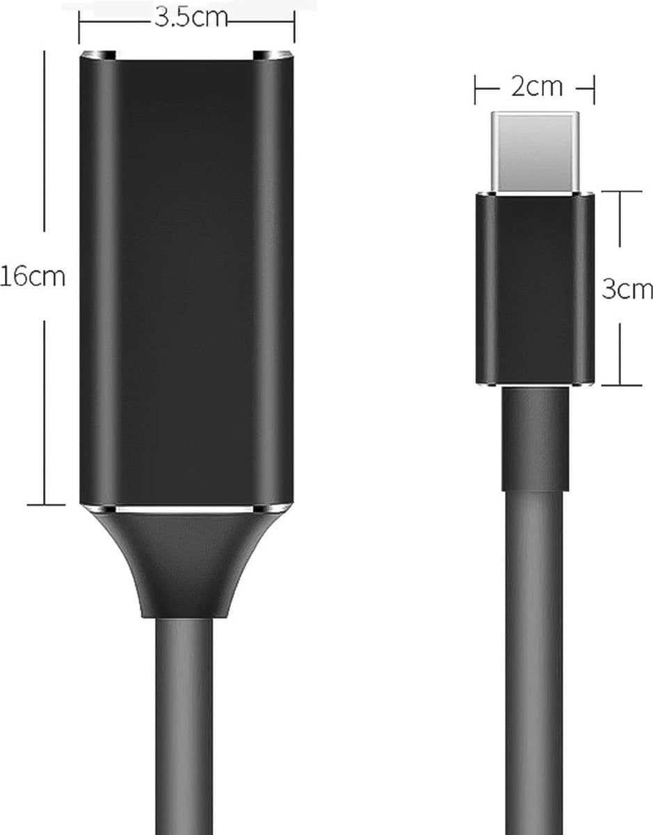 USB-C naar HDMI adapter - 4K 60Hz - USB-C naar HDMI converter - Zwart | TOJ