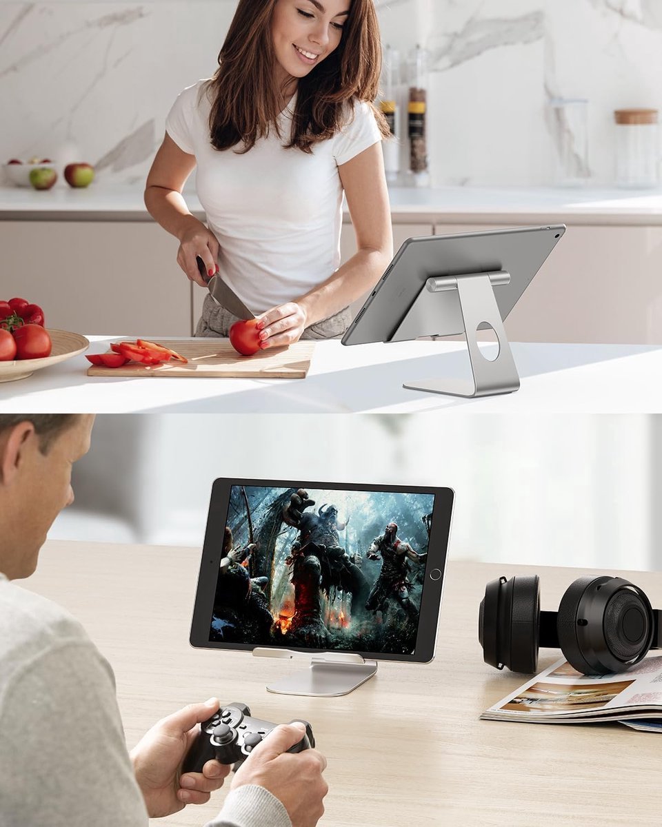 Tabletstandaard verstelbaar - Inklapbaar - Aluminium - Zilver - 4 tot 13 inch | TJ Essentials