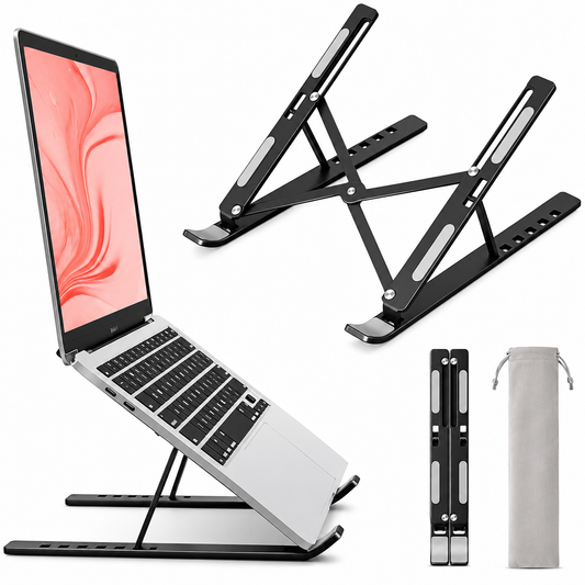 Laptop standaard verstelbaar - Opvouwbaar - Aluminium - Zwart | TJ Essentials