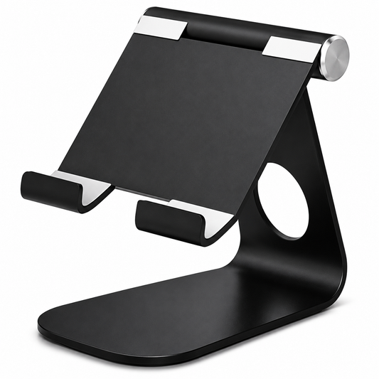 Tabletstandaard verstelbaar - Inklapbaar - Aluminium - Zwart - 4 tot 13 inch | TJ Essentials