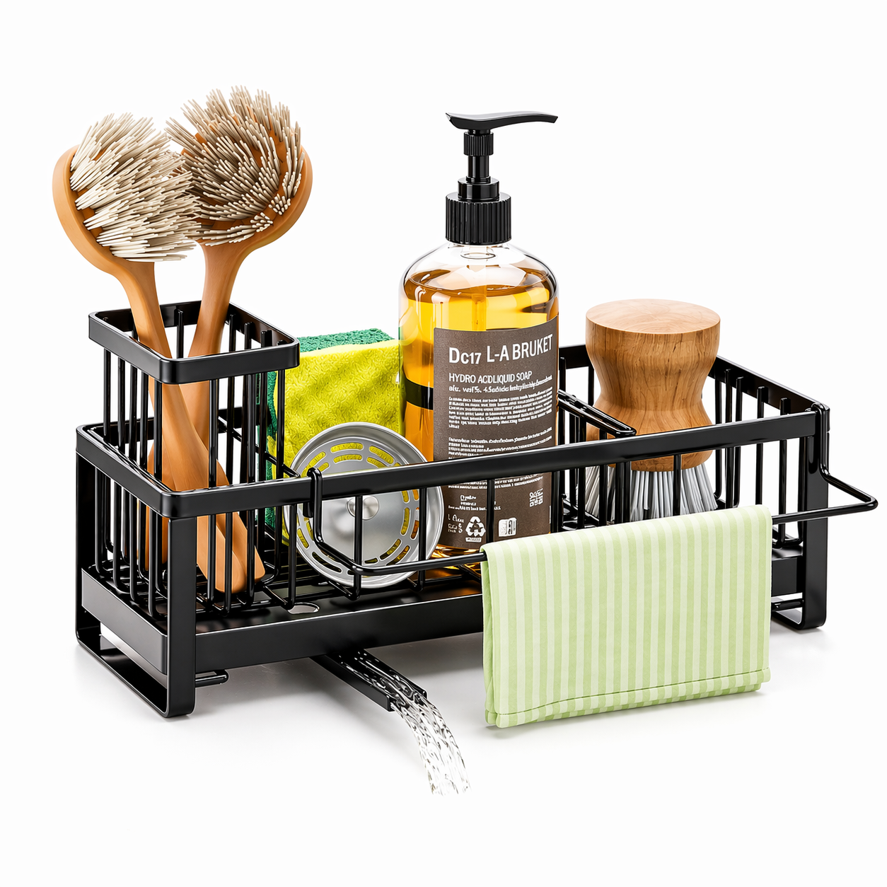 Gootsteen organizer - Vaatdoekhouder - Sponshouder - Zwart | TJ Essentials