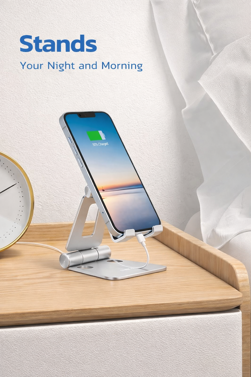 Telefoonhouder verstelbaar - Opvouwbaar - Aluminium - Zwart | TJ Essentials