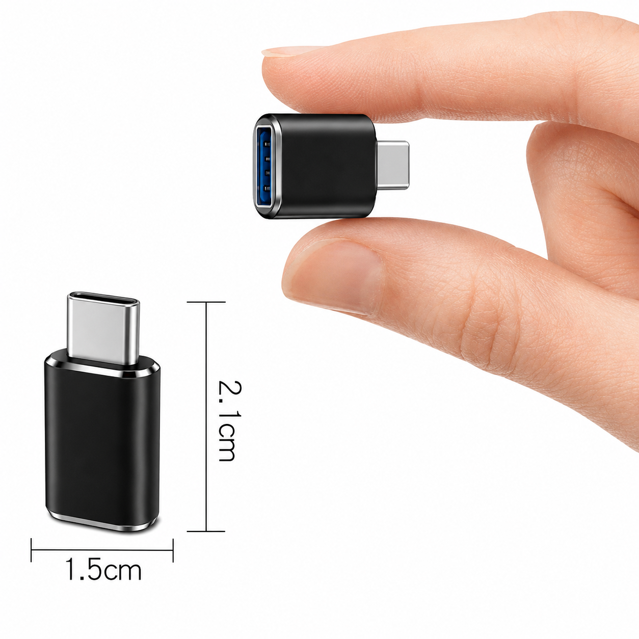 USB-A naar USB-C adapter - USB-C female naar USB-A male - 480 Mbps - Zwart | TOJ