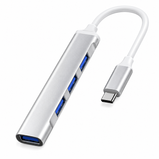 USB-C hub 4-poorts - USB 3.0 - Poorten verdeler - Zilver | TOJ