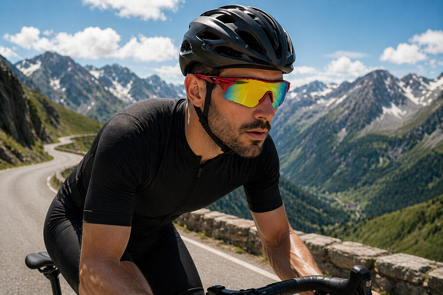 Fietsbril met hoes - Sportbril - UV400 - Spiegelende lens - Rood | TOJ
