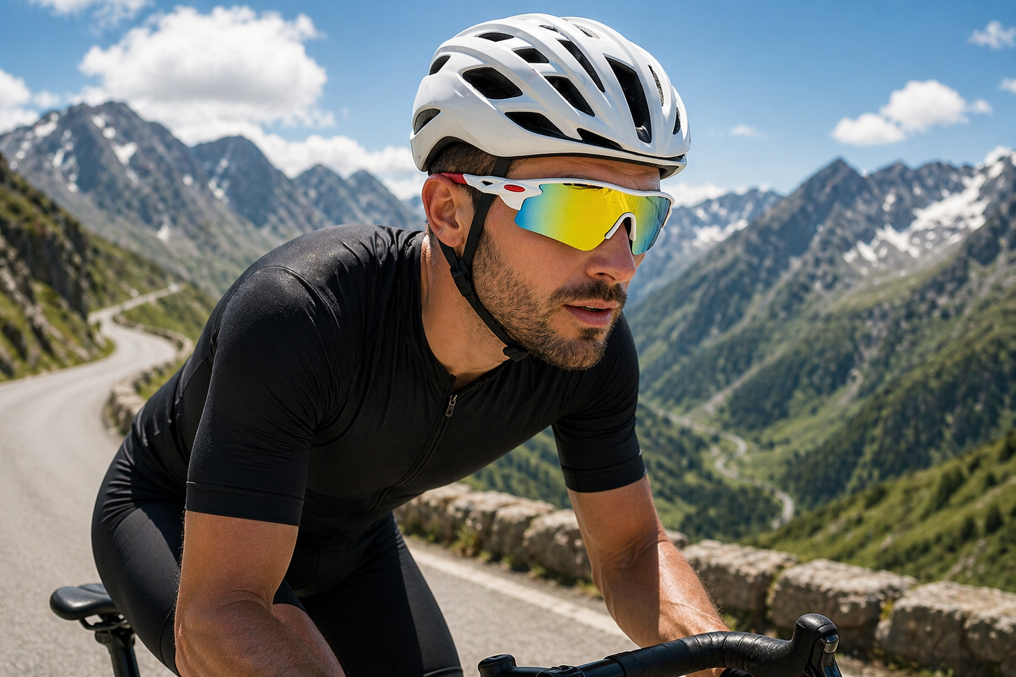 Fietsbril met hoes - Sportbril - UV400 - Spiegelende lens - Wit/Rood | TOJ