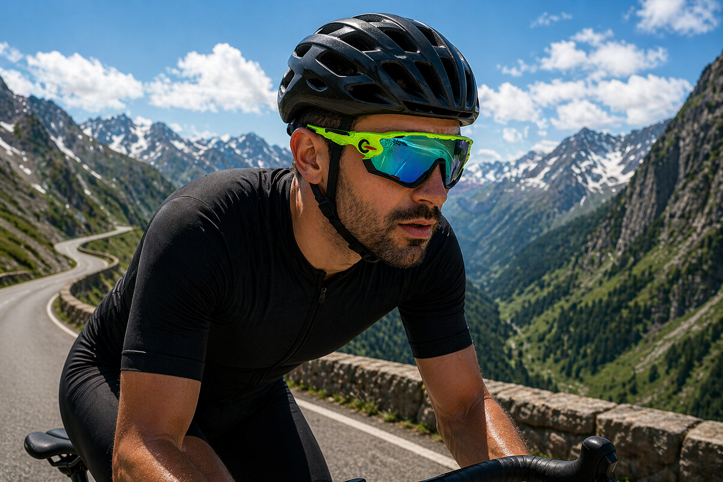 Fietsbril met hoes - Sportbril - UV400 - Spiegelende lens - Lime | TOJ