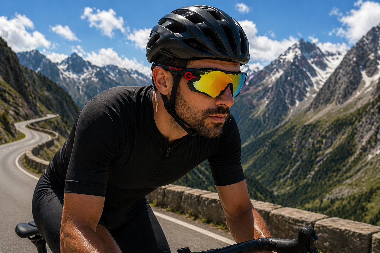 Fietsbril met hoes - Sportbril - UV400 - Spiegelende lens - Zwart/Rood | TOJ