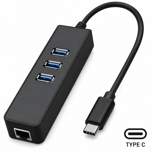 USB-C naar Ethernet adapter - RJ45 Gigabit - 3x USB 3.0 poorten | TOJ