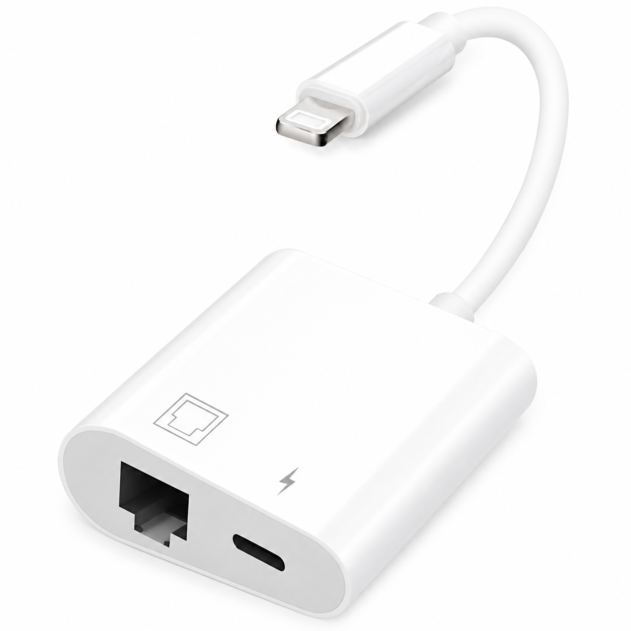 Lightning naar Ethernet adapter - RJ45 Fast Ethernet - 8-pins PD - Wit | TOJ