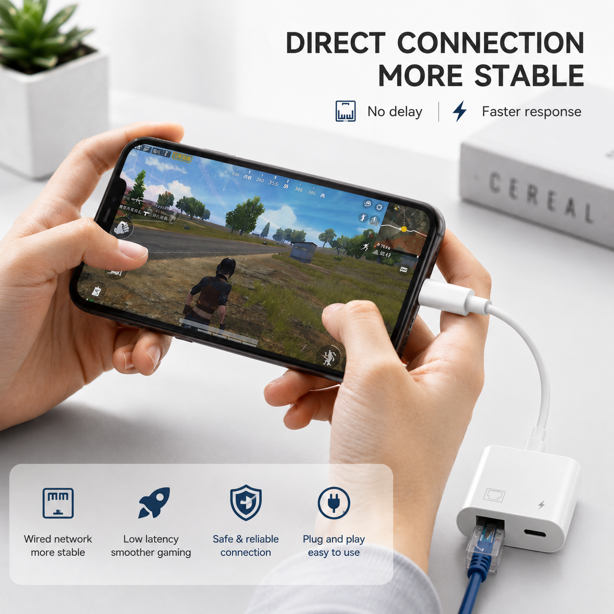 Lightning naar Ethernet adapter - RJ45 Gigabit - 8-pins PD - Wit | TOJ