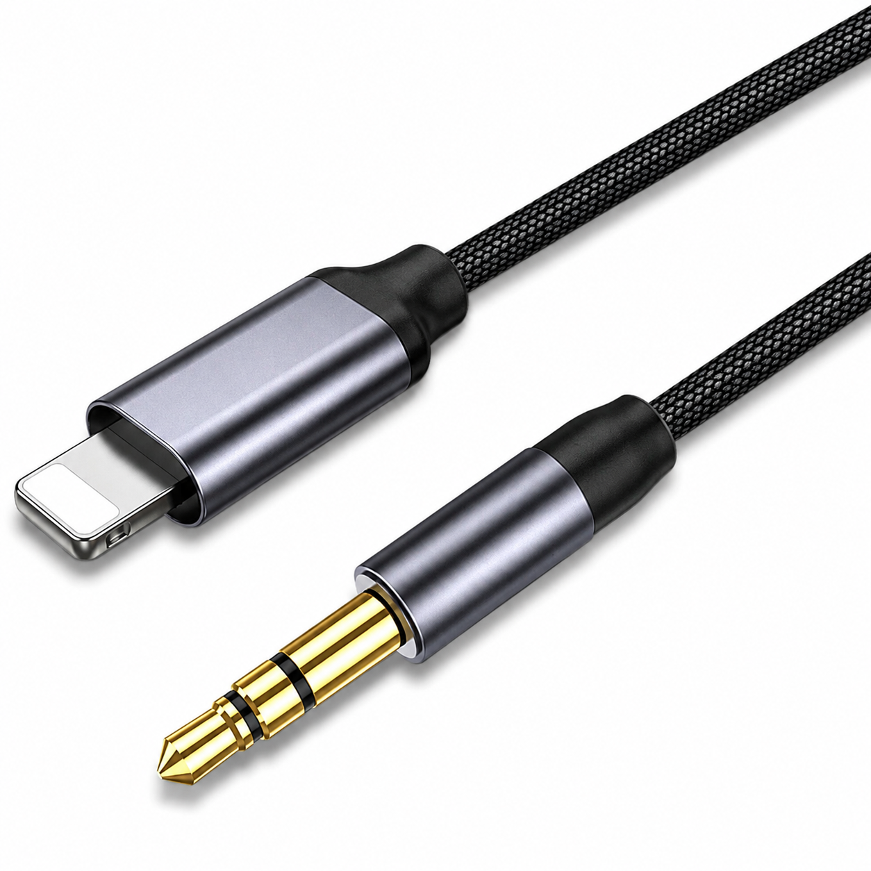 Lightning naar jack kabel - 1 meter - audiokabel - Zwart | TOJ