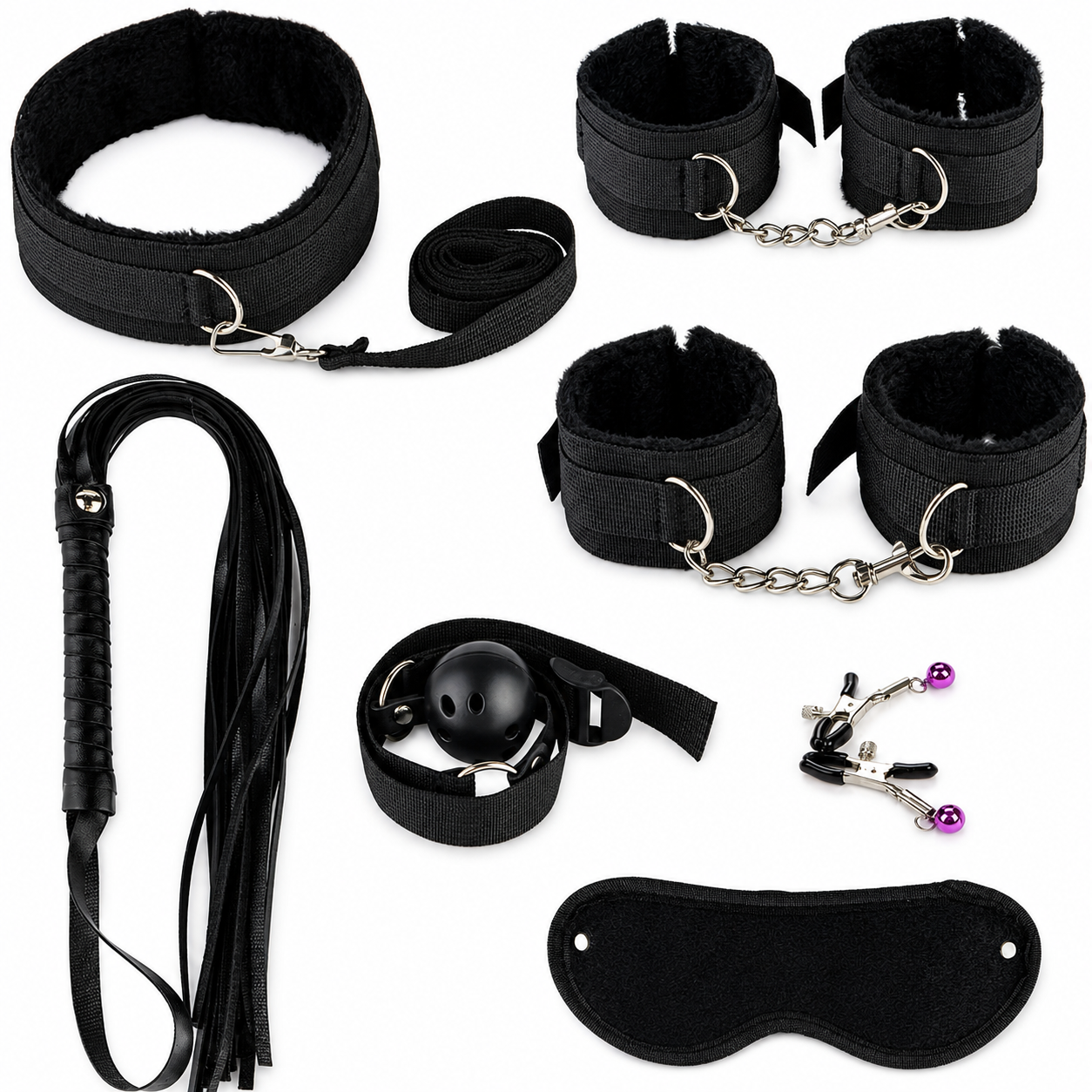BDSM set 7-delig - Bondageset - Zwart | TJ Essentials