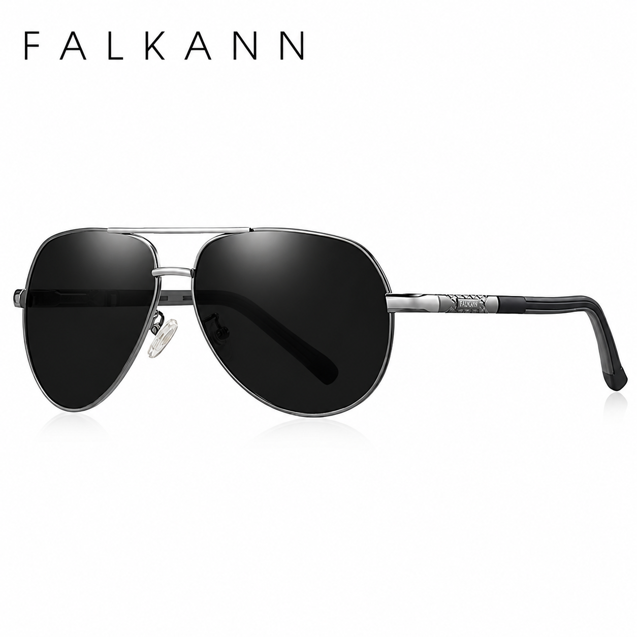 Pilot zonnebril heren - Gepolariseerd - UV400 - 63 mm - Zilver/Zwart | Falkann