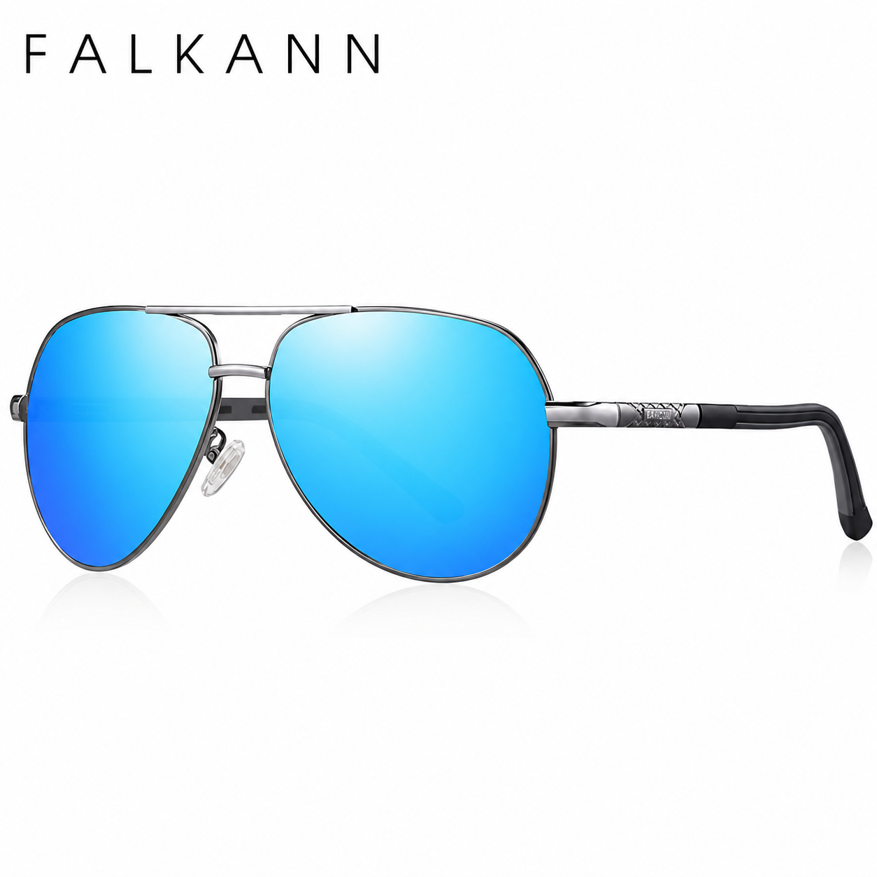 Pilot zonnebril heren - Gepolariseerd - UV400 - 63 mm - Blauw/Grijs | Falkann