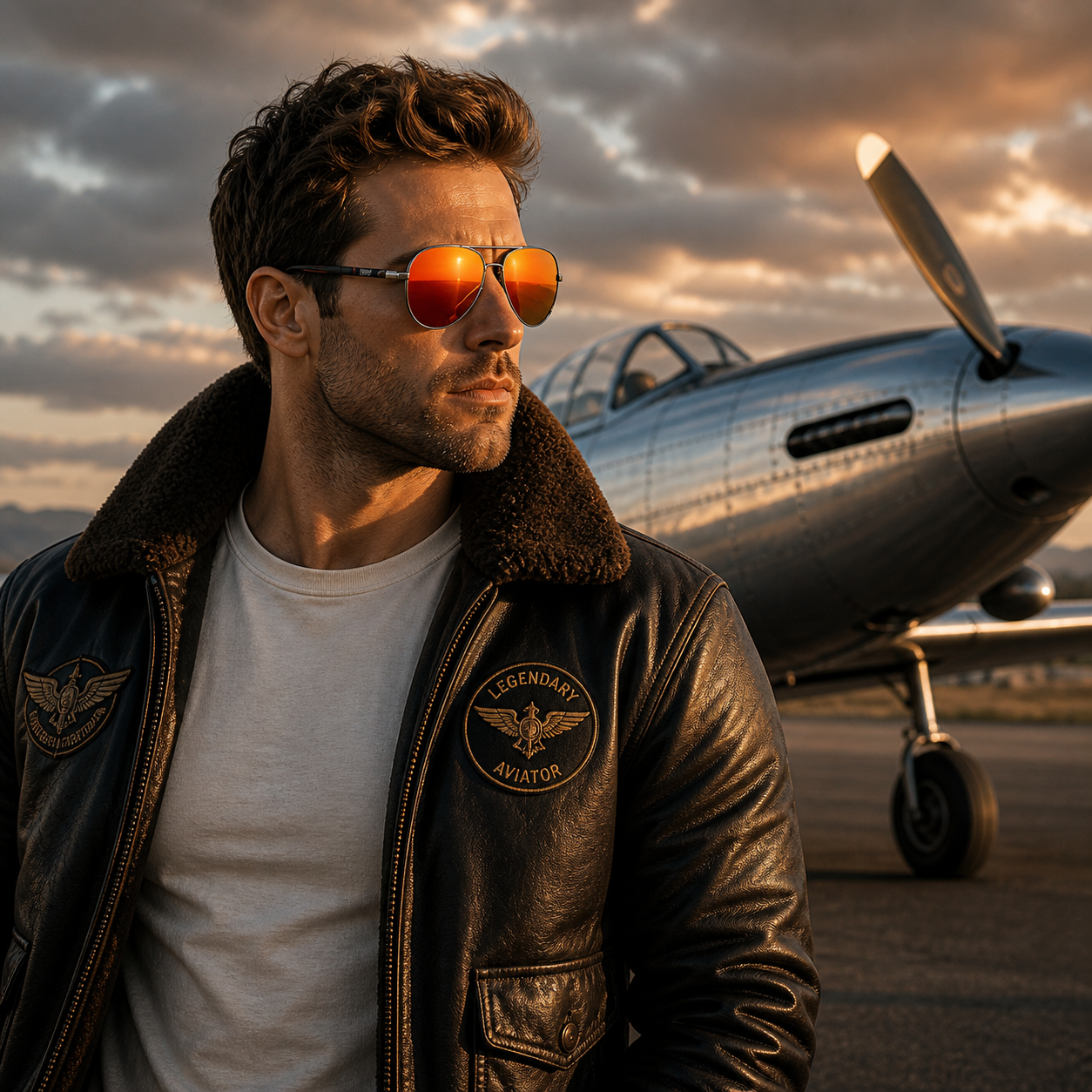 Pilot zonnebril heren - Gepolariseerd - UV400 - 63 mm - Oranje/Zwart | Falkann