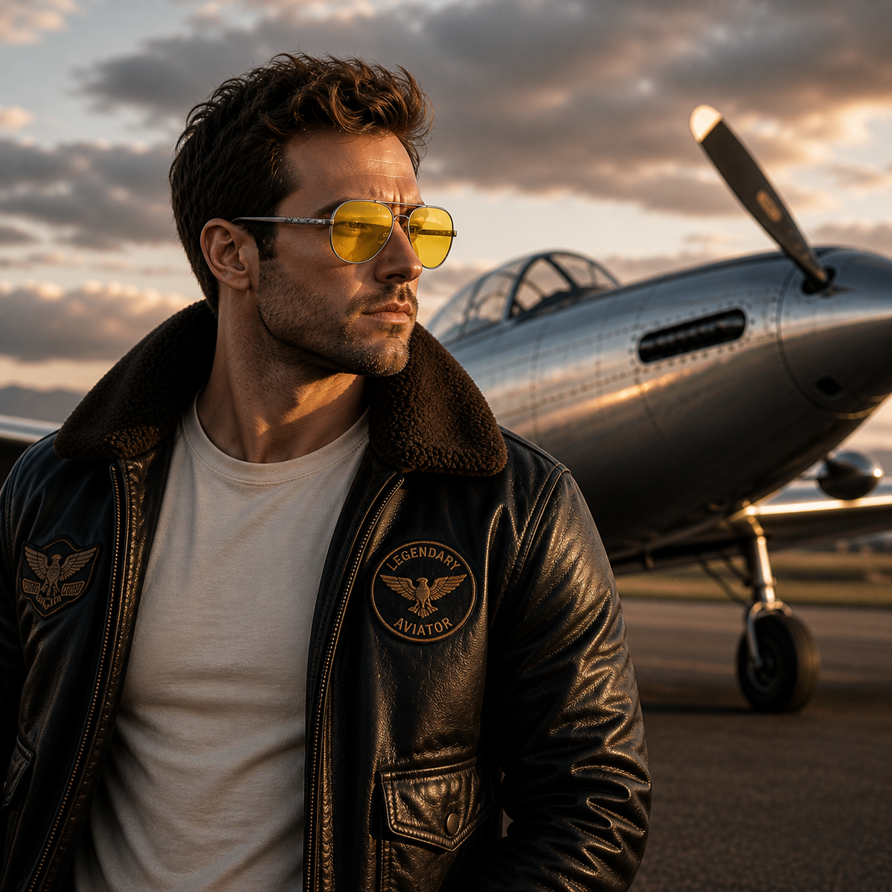 Pilot zonnebril en nachtbril set heren - Gepolariseerd - 63 mm - Geel/Grijs | Falkann