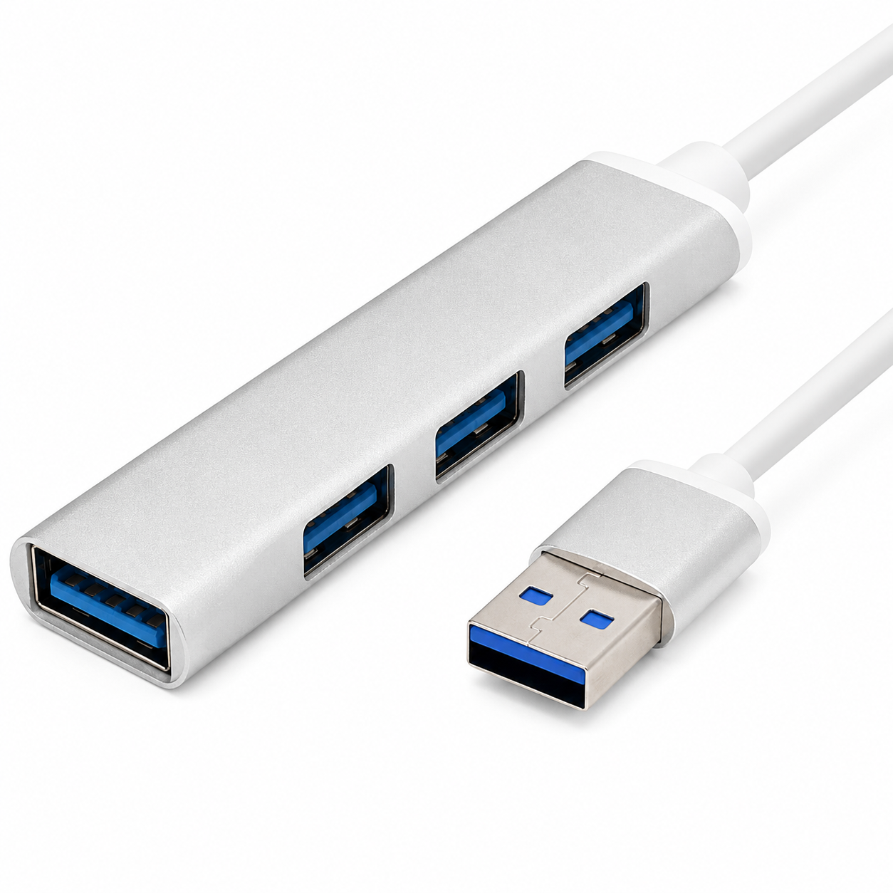 USB hub 4-poorts - USB 3.0 - Poorten verdeler - Zilver | TOJ