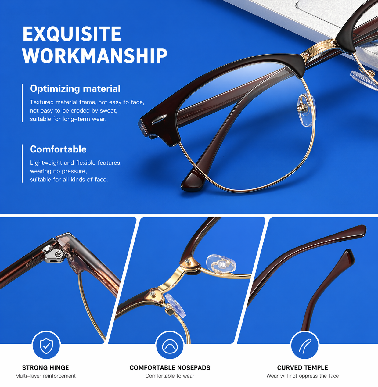 Blauw licht bril - Niet op sterkte - Unisex - Zwart/Goud| TJ Essentials