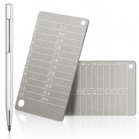 Metalen Seed Phrase Backup Set - 2 RVS kaarten - Graveerpen | TJ Essentials