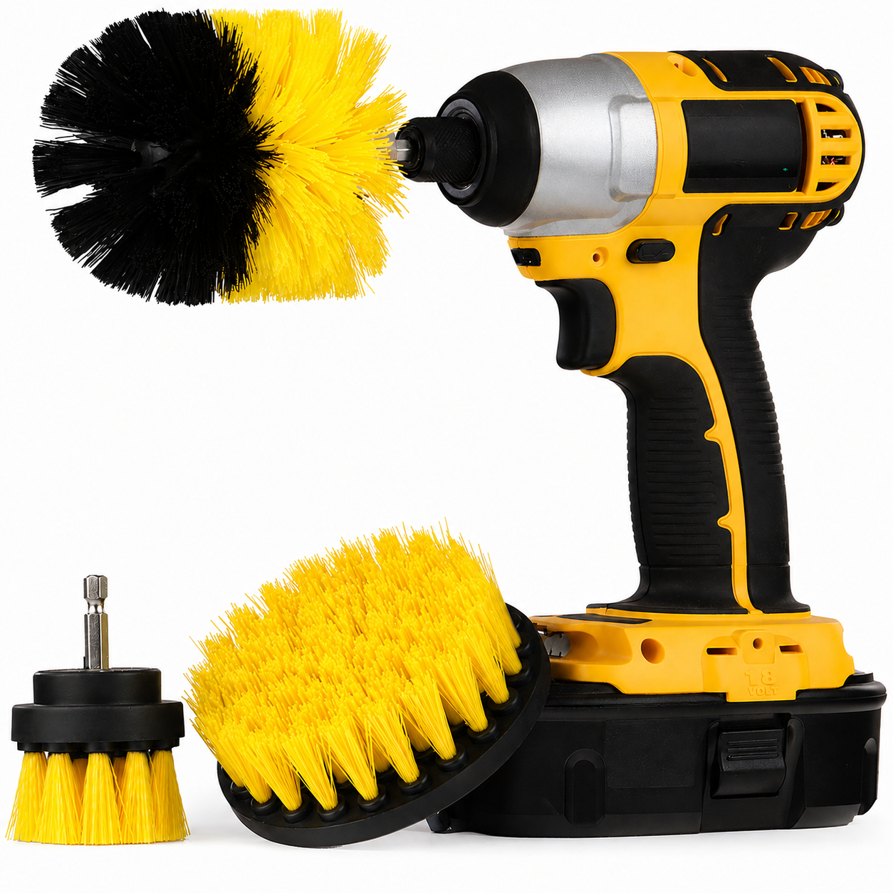 Boormachine borstelset 3-delig - 50/89/100 mm - Geel | TJ Essentials