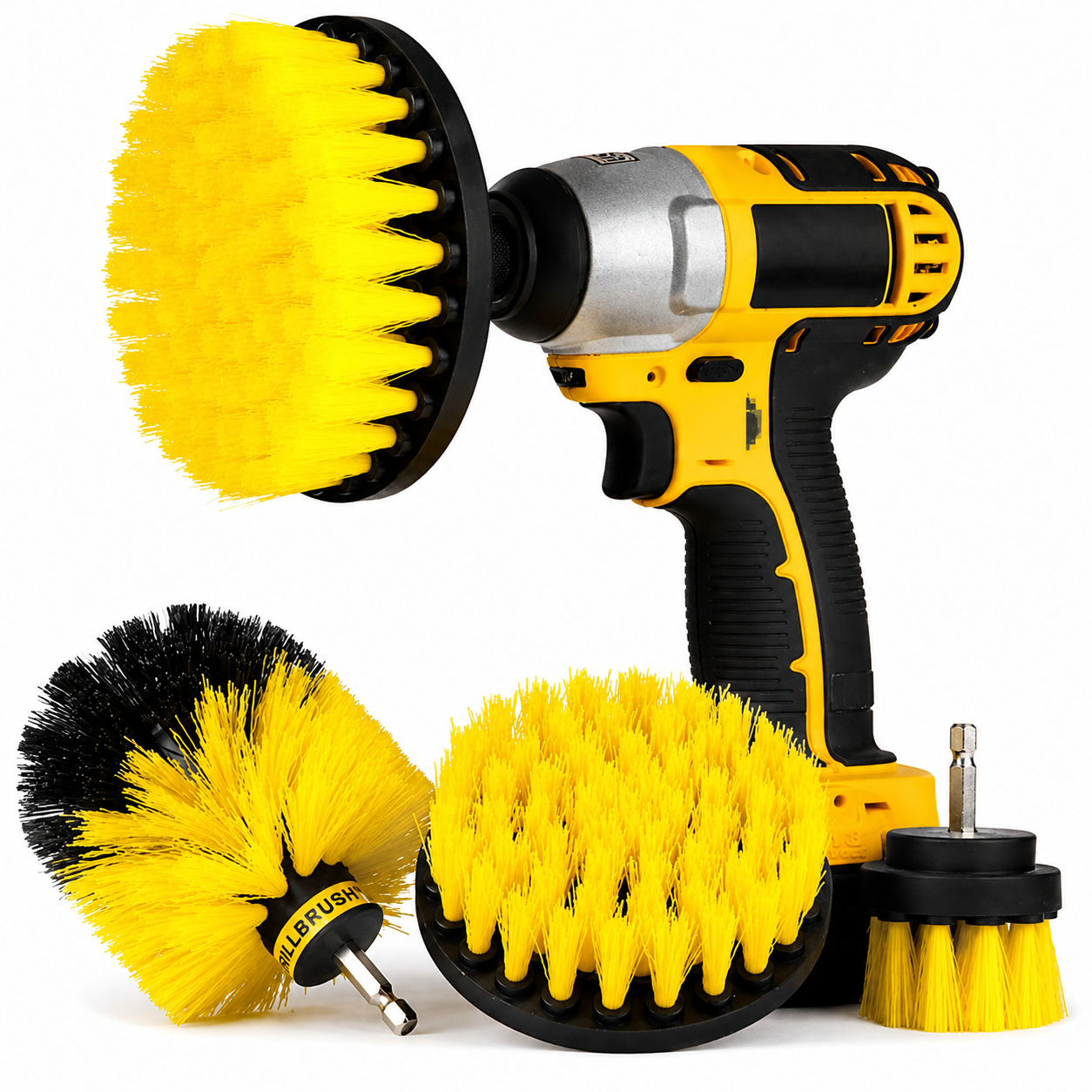Boormachine borstelset 4-delig - 50/89/100/120 mm - Geel | TJ Essentials