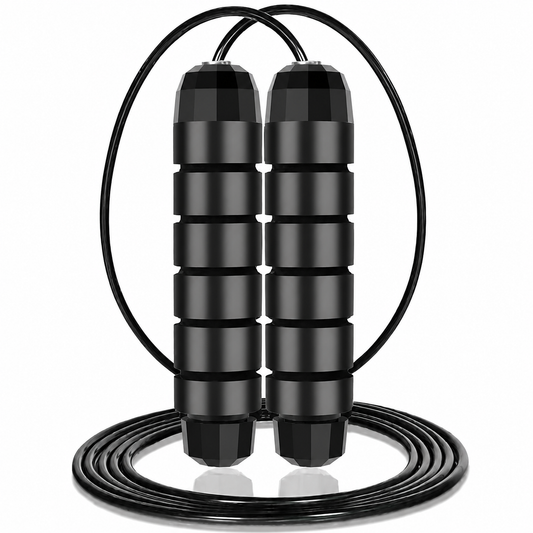 Verzwaard springtouw - Verstelbaar - Staaldraad - Zwart | TJ Essentials