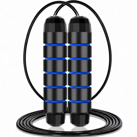 Verzwaard springtouw - Verstelbaar - Staaldraad - Zwart/Blauw | TJ Essentials
