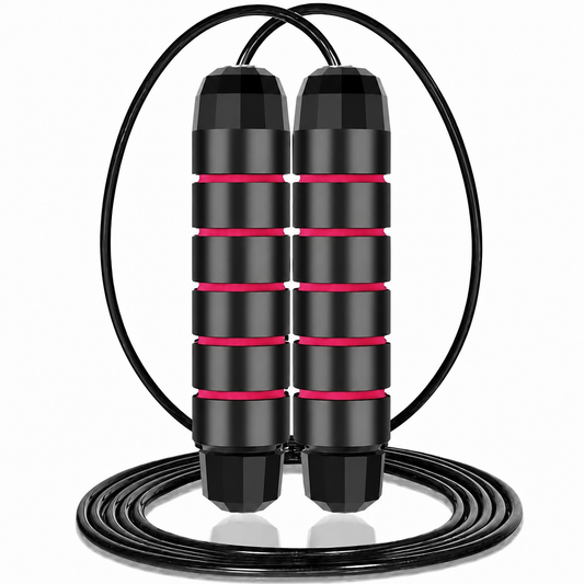 Verzwaard springtouw - Verstelbaar - Staaldraad - Zwart/Rood | TJ Essentials