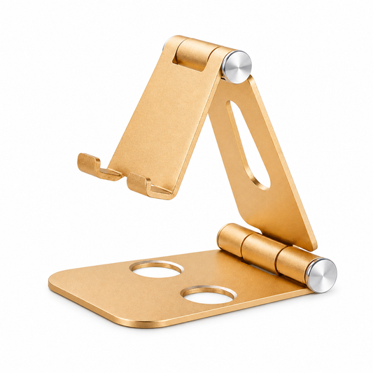 Telefoonhouder verstelbaar - Opvouwbaar - Aluminium - Goud | TJ Essentials